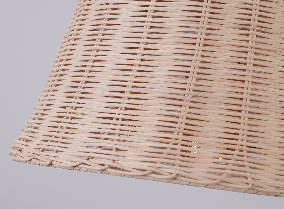 3-Light Gold Chandelier With A Wood Shade