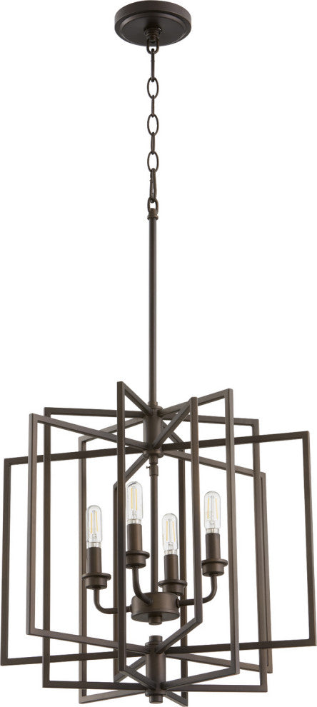 Quorum 888-4-86 Four Light Pendant, Oiled Bronze Finish