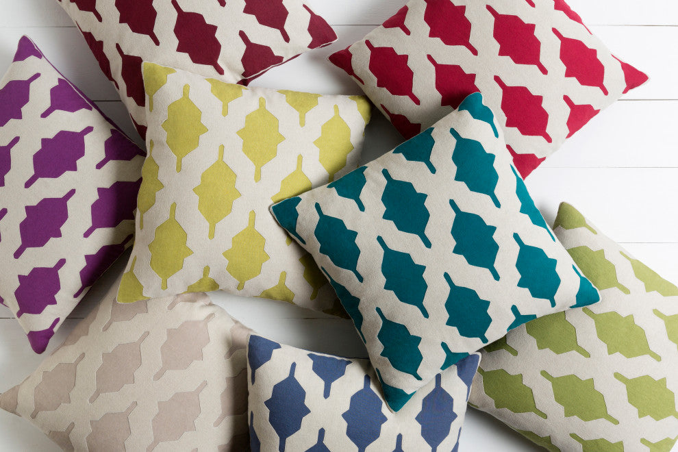 Surya Salma SA-006 22"x22" Pillow Cover, Lime/Khaki