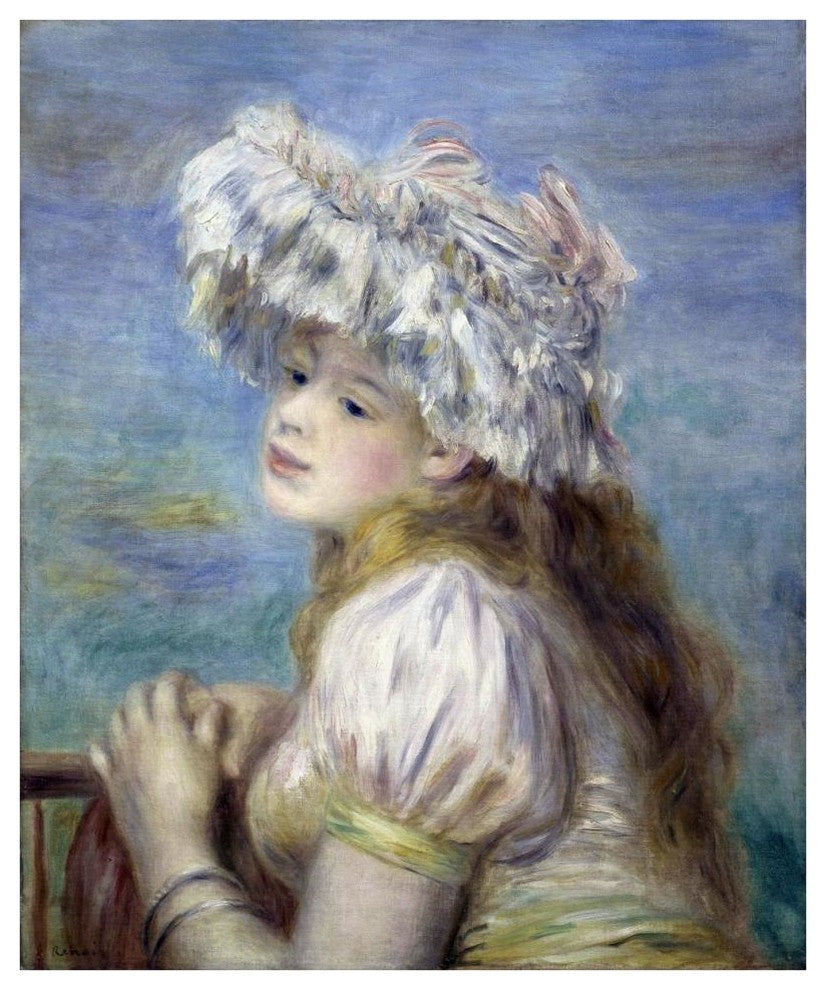 "Young Girl in a Lace Hat" Digital Paper Print by Pierre-Auguste Renoir, 35"x42"