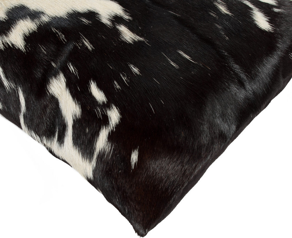 18"x18" Torino Kobe Cowhide Pillows, Set of 2, Black and White