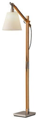Natural Wood Floor Lamp With Adjustable Hinged Arm