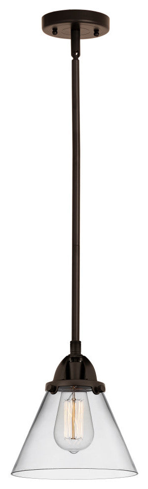Large Cone Mini Pendant, Oil Rubbed Bronze, Clear, Clear