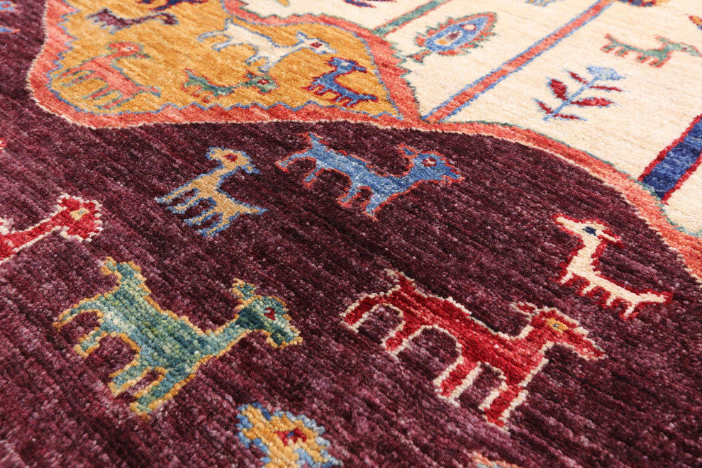5' 8" X 8' 4" Hand-Knotted Tribal Persian Gabbeh Wool Rug Q5872