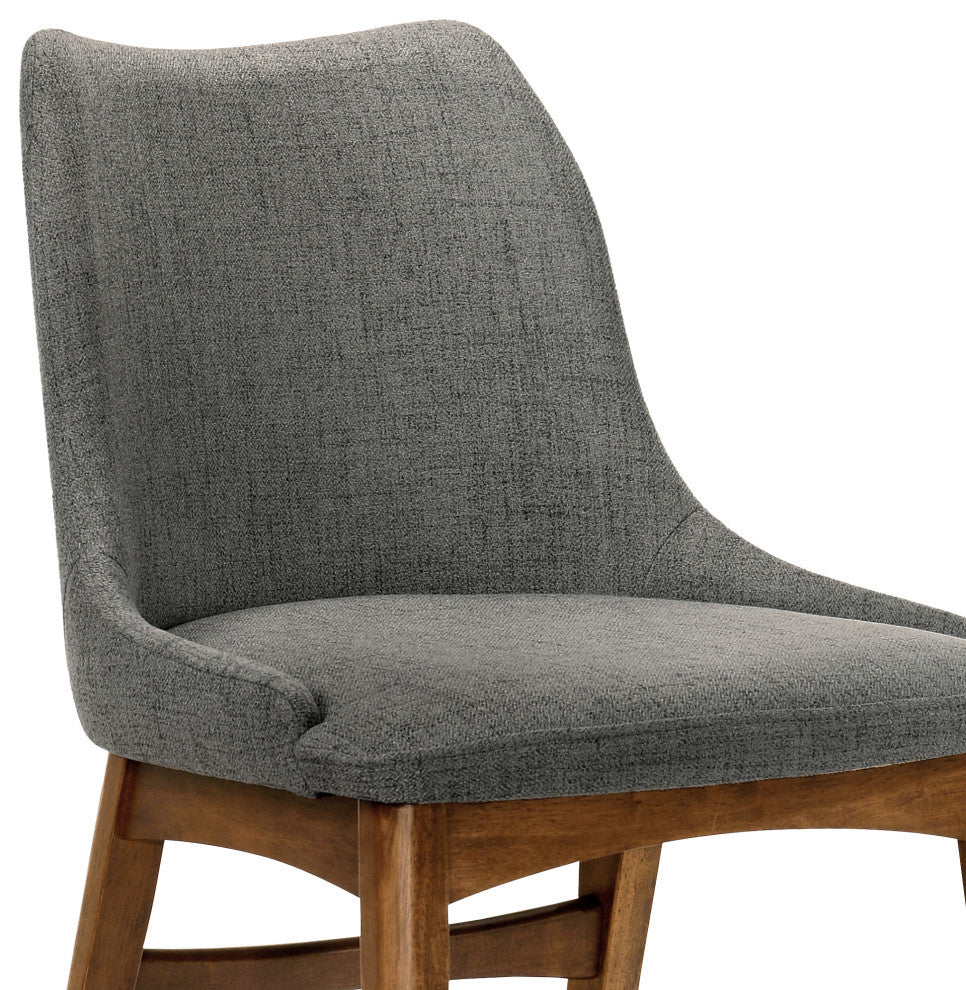 Azalea Fabric and Black Wood Dining Side Chairs, Set of 2, Charcoal