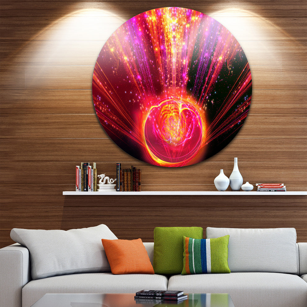 Shining Radical Blast With Magic Ball, Digital Art Round Wall Art, 23"