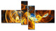 Fractal Smoke Texture Orange, Abstract Canvas art print, 60"x32", 4 panels