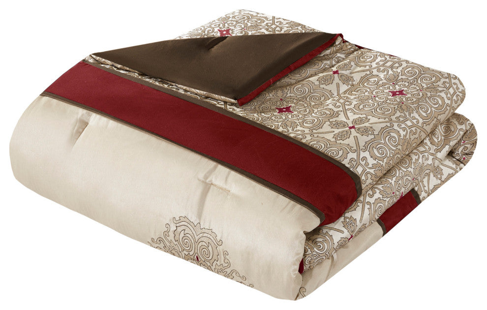 Madison Park Jacquard-Pieced 7-Piece Comforter Set With Embroidery, Queen