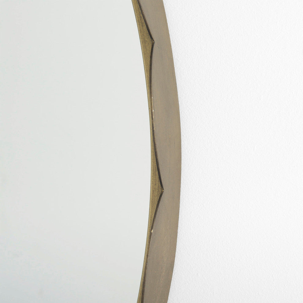 Adelaide 29.7" Gold Metal Scallop Edge Round Mirror