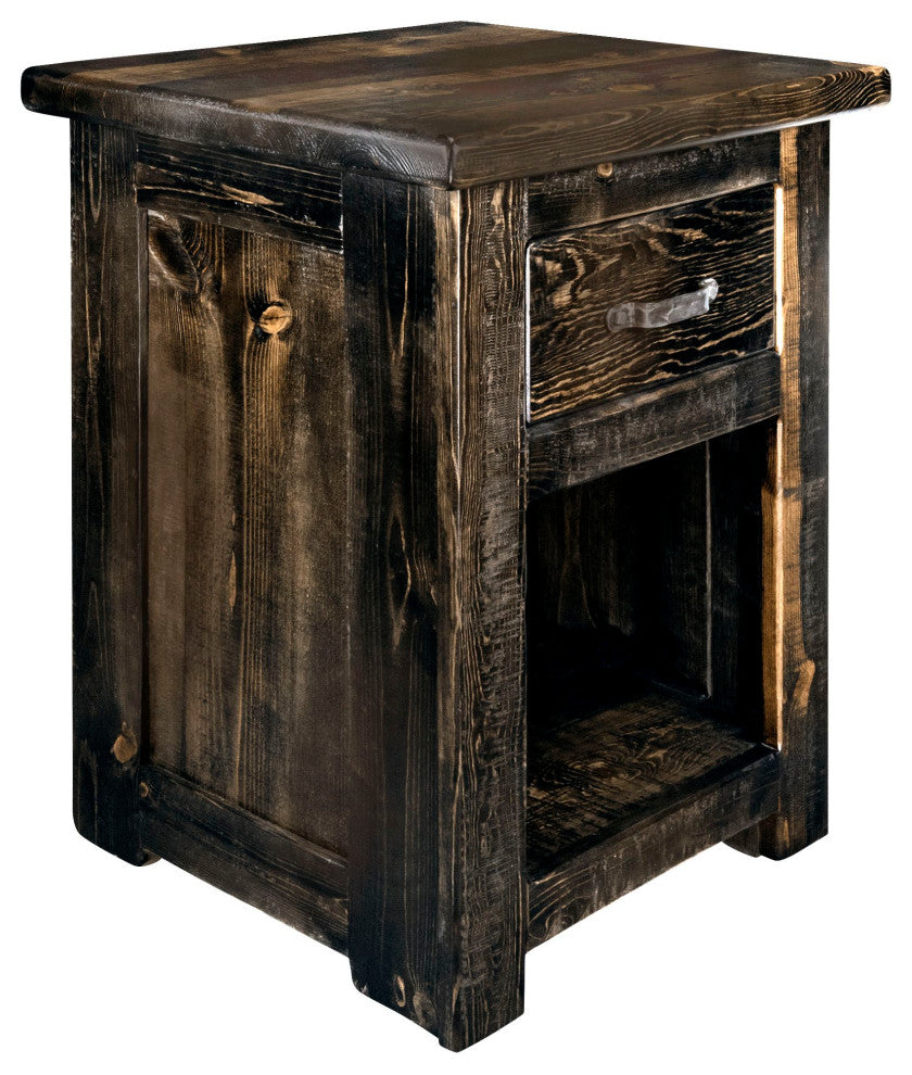 Big Sky Collection Rugged Sawn One Drawer Nightstand, Jacobean Stain, 25"H