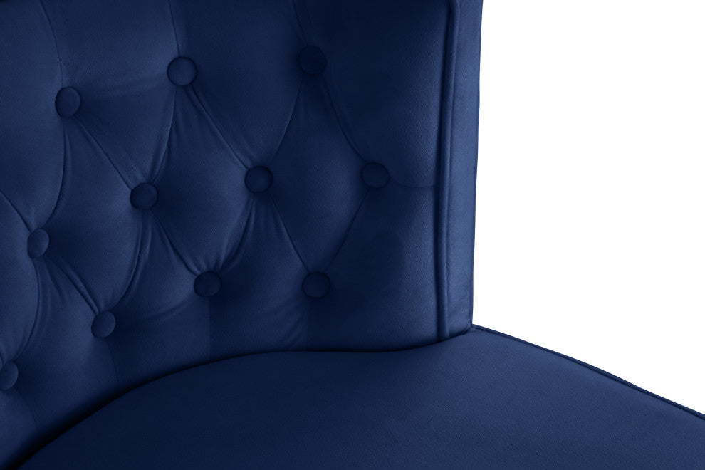 Perry Velvet Upholstered Dining Chair (Set of 2), Navy