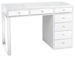 Mini SlayStation Kylie 1.0 Vanity Table, White Mirrored, Frosted Led