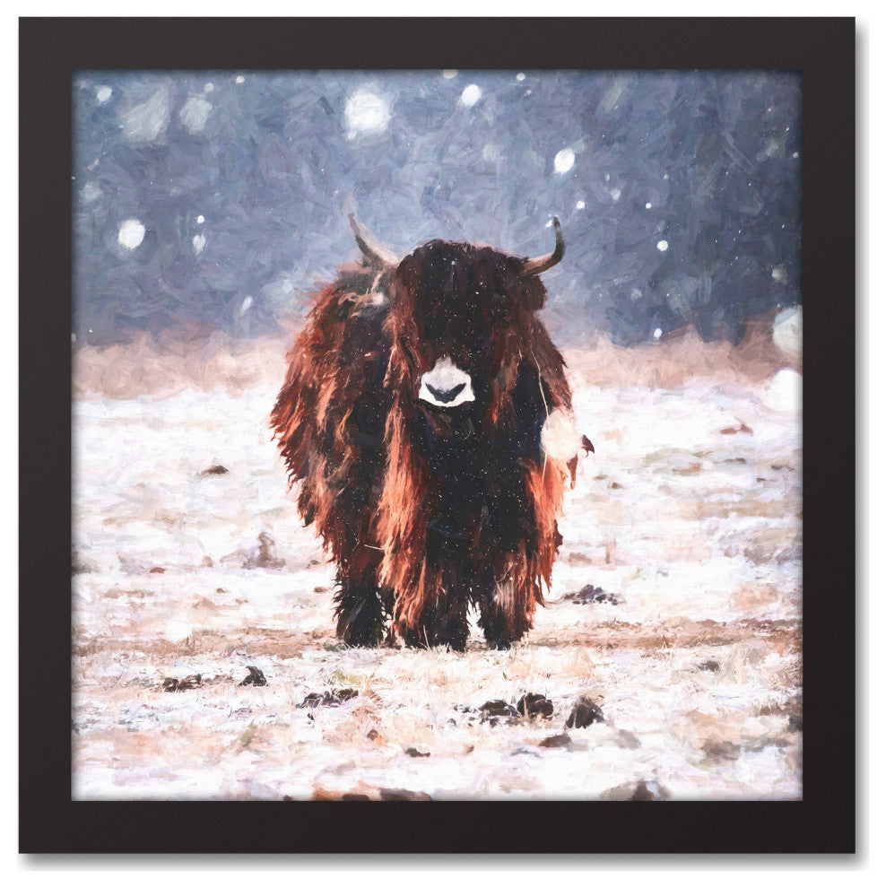 Snowy Yak 12x12 Black Framed Canvas