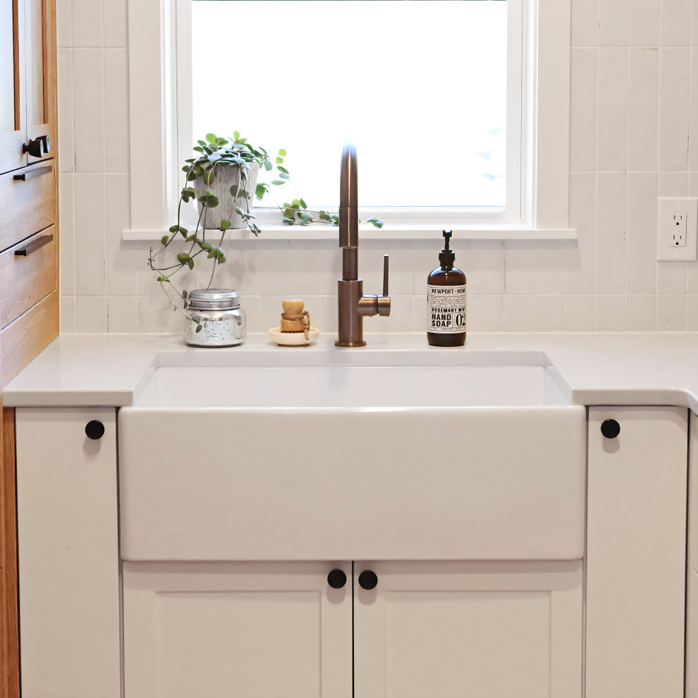 Austen Matte White Fireclay 30" Single Bowl Farmhouse Undermount Kitchen Sink