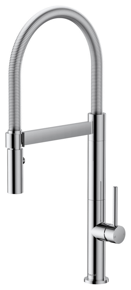 1-Handle Deck Mounted Pull Down Brass Kitchen Faucet, Polish Chrome