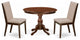 3 Pc Dining Set, Mahogany Breakfast Table, 2 Light Tan and Chairs, High Back