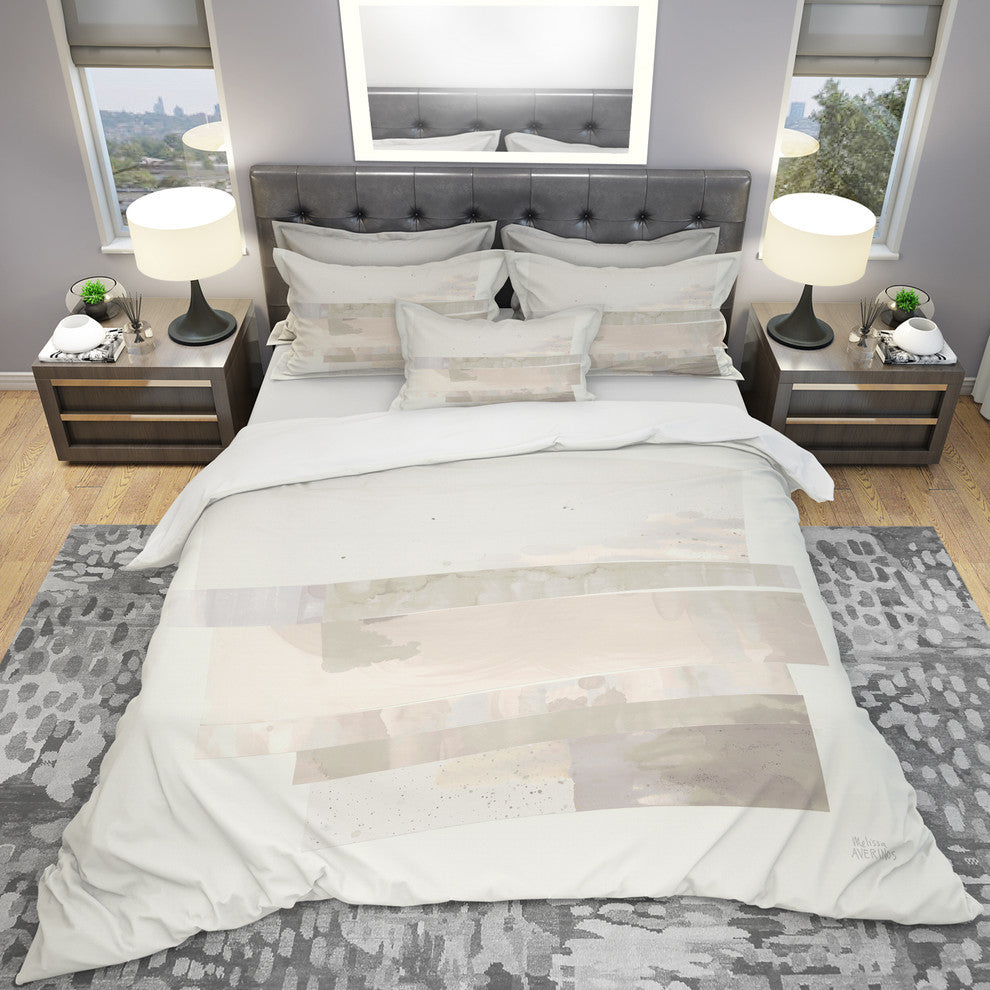 Geometric Neutral Form I Geometric Duvet Cover Set, King
