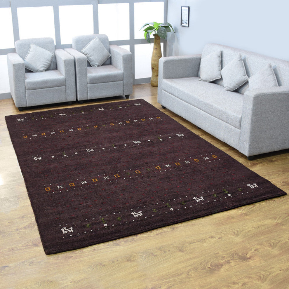 HAND KNOTTED LOOM SILK ECO-FRIENDLY AREA RUG-8'x10',Rectangle,Brown,Contemporary