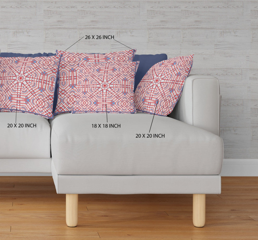 26 Red White Geostar Indoor Outdoor Throw Pillow