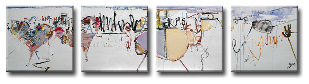 Abstract XXVI, Canvas Wall Art, 12"x48" 4-Panels