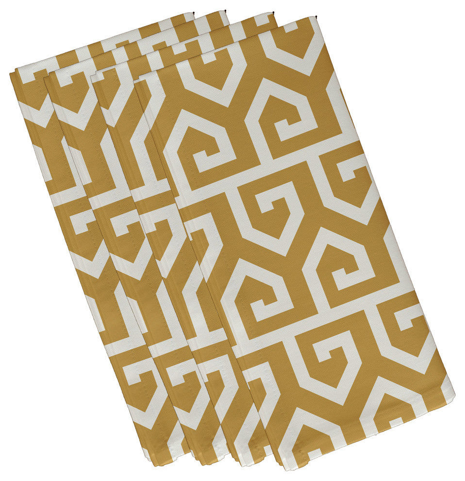 Keyed Up Geometric Print Napkin, Gold, Set of 4