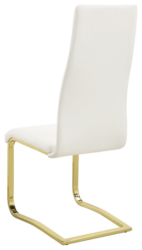 Set of 4 Dining Side Chair, White and Rustic Brass