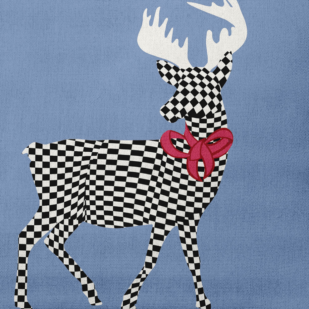 Merry Deer Decorative Throw Pillow, Blue, 18"x18"