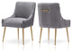 Glam Pleated Velvet Dining Chair Set of 2, Tufted Side Accent Kitchen Chair, Gray