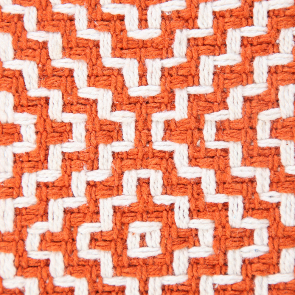 Ox Bay Handwoven Orange/White Diamond Organic Cotton Pillow Cover, 20"x20"