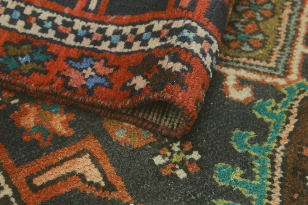 Fine Vintage Distressed Josephin Charcoal/Rust Runner, 2'10 x 9'1