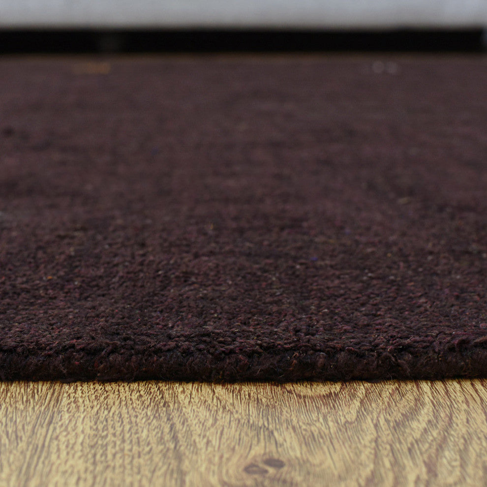 Hand Knotted Loom Silk Mix Area Rug Contemporary Brown
