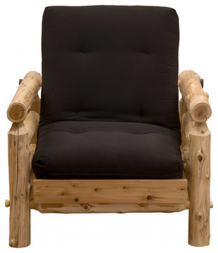 HomeRoots Authentic Log Cabin Natural Cedar Futon Chair and Ottoman Set