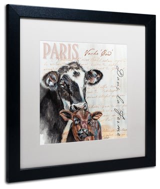 'Dans la Ferme Cow' Art, 16x16, Black Frame, White Mat
