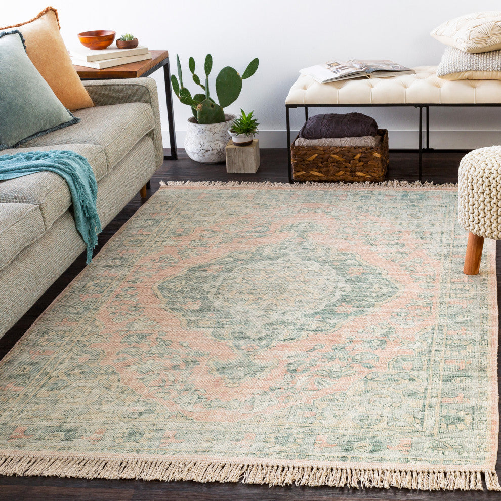 Surya Zainab ZAI-2313 6'x9' Rug, Sage/Dark Green/Lime/Camel/Khaki/White