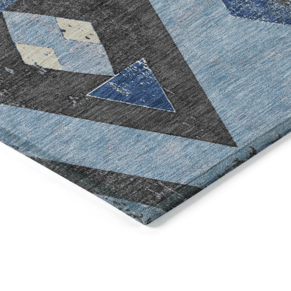 Machine Washable Indoor/Outdoor Chantille ACN1882 Blue 8' x 8' Round Rug