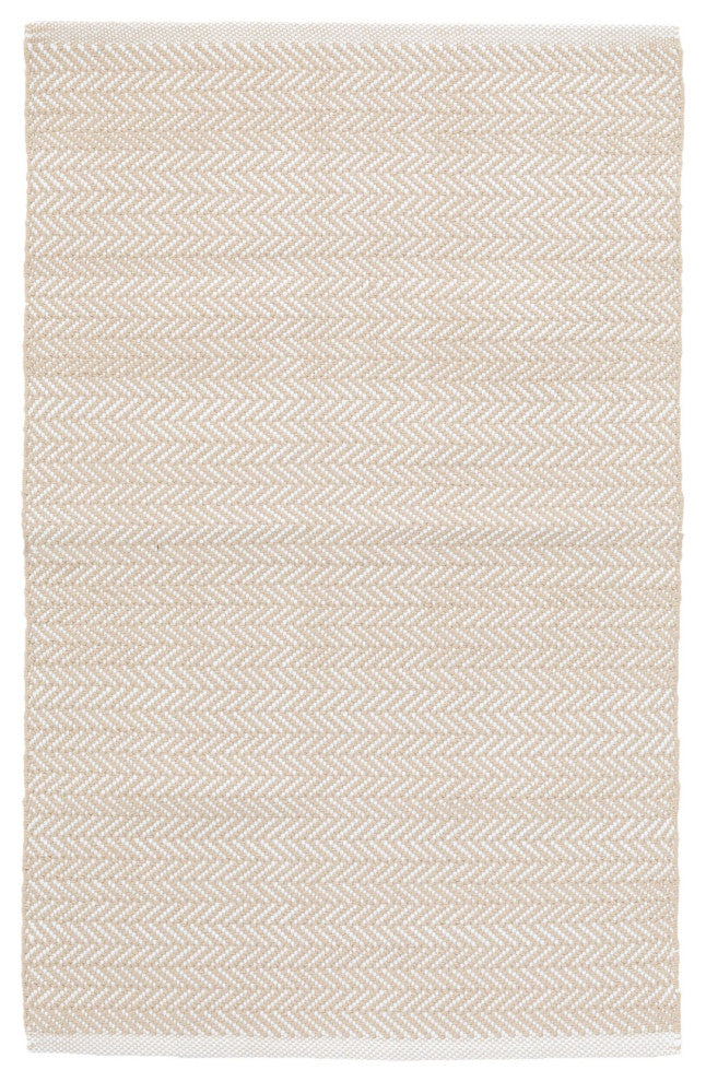 Dash & Albert Herringbone Linen/White Handwoven Indoor/Outdoor Rug, 4' x 6'