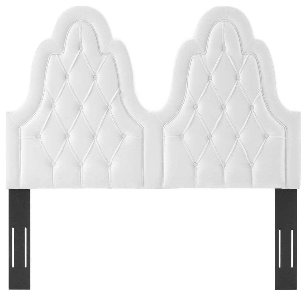 Tufted Headboard, Full Queen Size, Velvet, White, Modern Contemporary, Bedroom