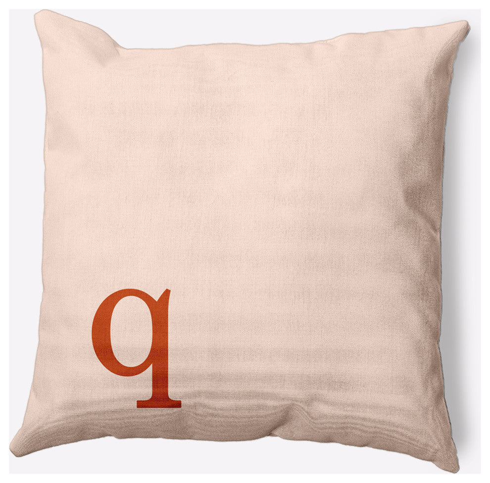 18" x 18" Modern Monogram Indoor/Outdoor Polyester Throw Pillow, Sienna