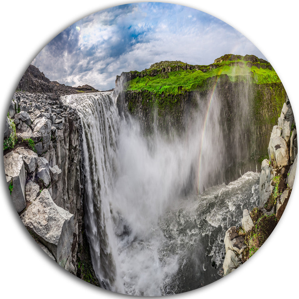 Awesome Dettifoss Waterfall, Landscape Round Wall Art, 38"