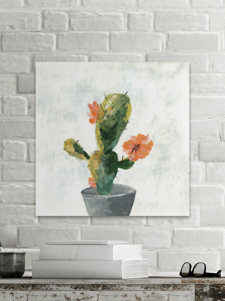 "Cactus with Pot" Painting Print on Wrapped Canvas, 48"x48"