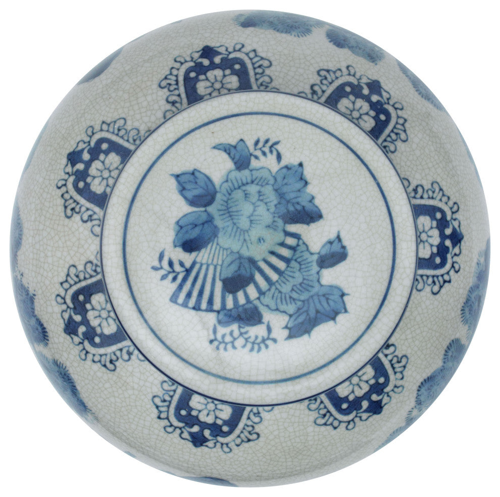 10" Ladies Blue and White Porcelain Ginger Jar