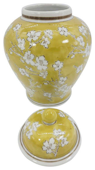 Floral Chinoiserie Jar 12", Yellow