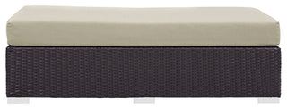 Convene Outdoor Patio Fabric Rectangle Ottoman, Espresso Beige