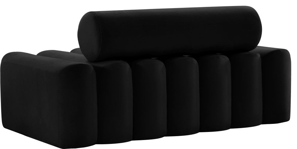 Melody Velvet Upholstered Chair, Black, Loveseat