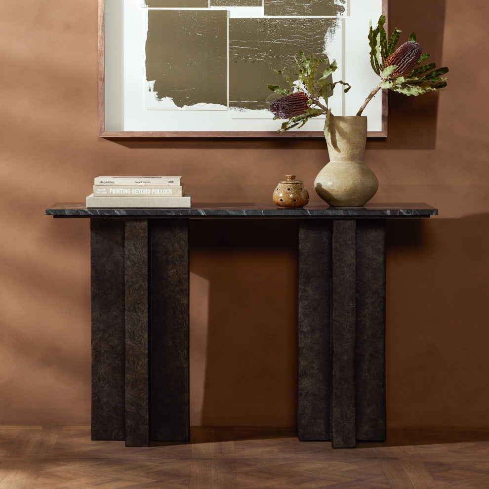 Terrell Console Table-Black Marble