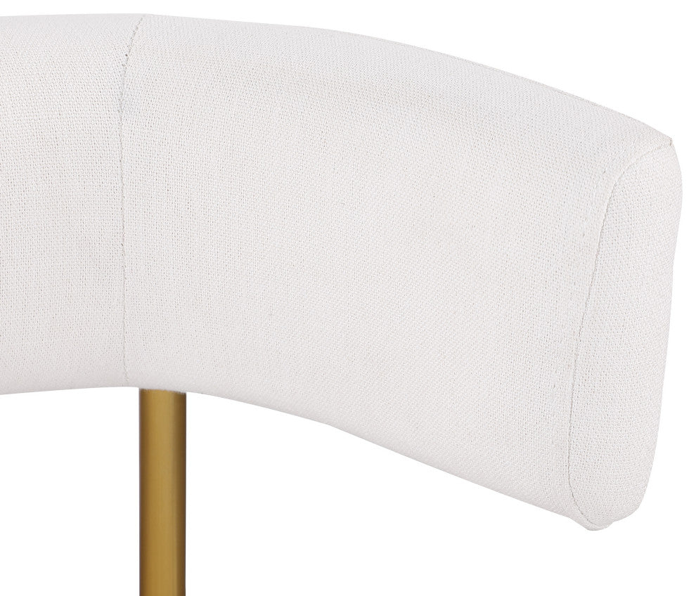 Rivage Durable Linen Textured Fabric Dining Chair, Set of 2, Cream, Brushed Gold Finish