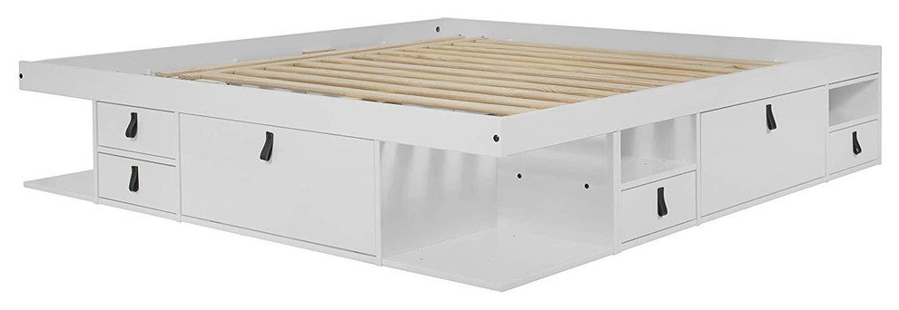 Memomad Bali Storage Platform Bed with Drawers (King Size, Off White)