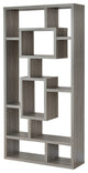 10-Shelf Wood Bookcase, Weathered Gray