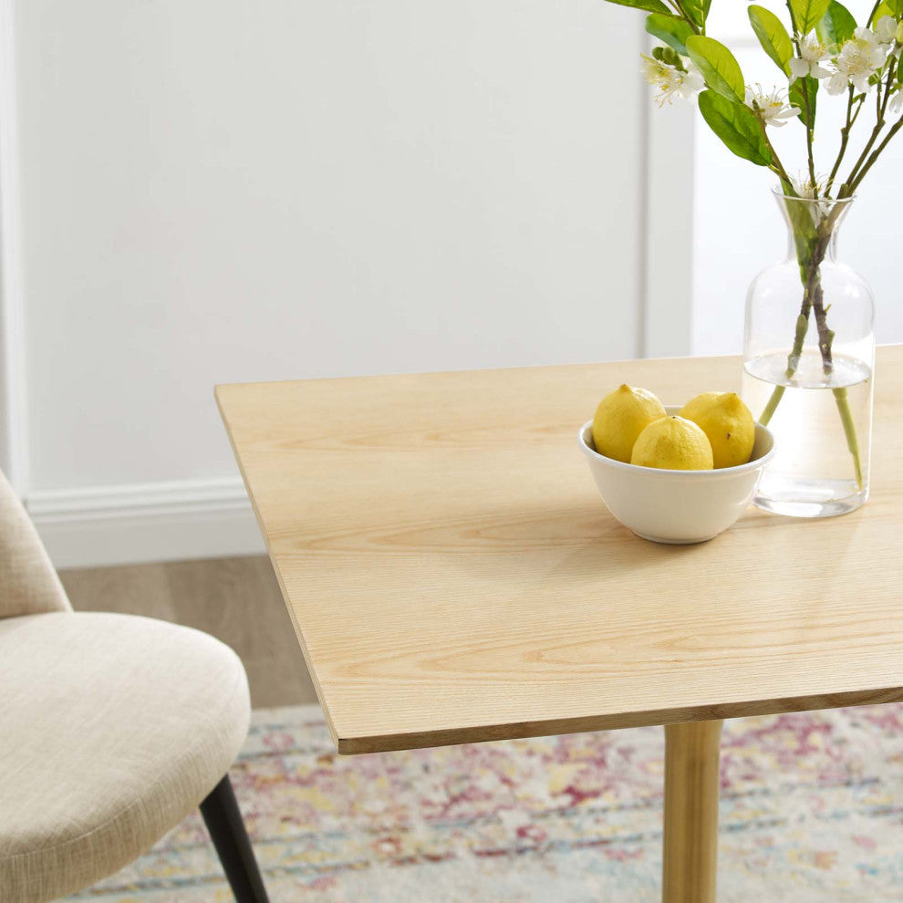 Dining Table, Square, Wood, Gold Brown Natural, Modern, Cafe Bistro Restaurant