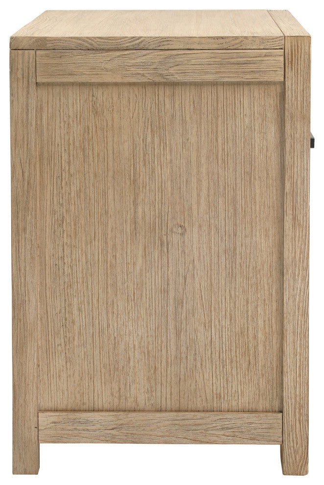 Rowena Single Drawer Pine Wood Nightstand, Light Warm Wash